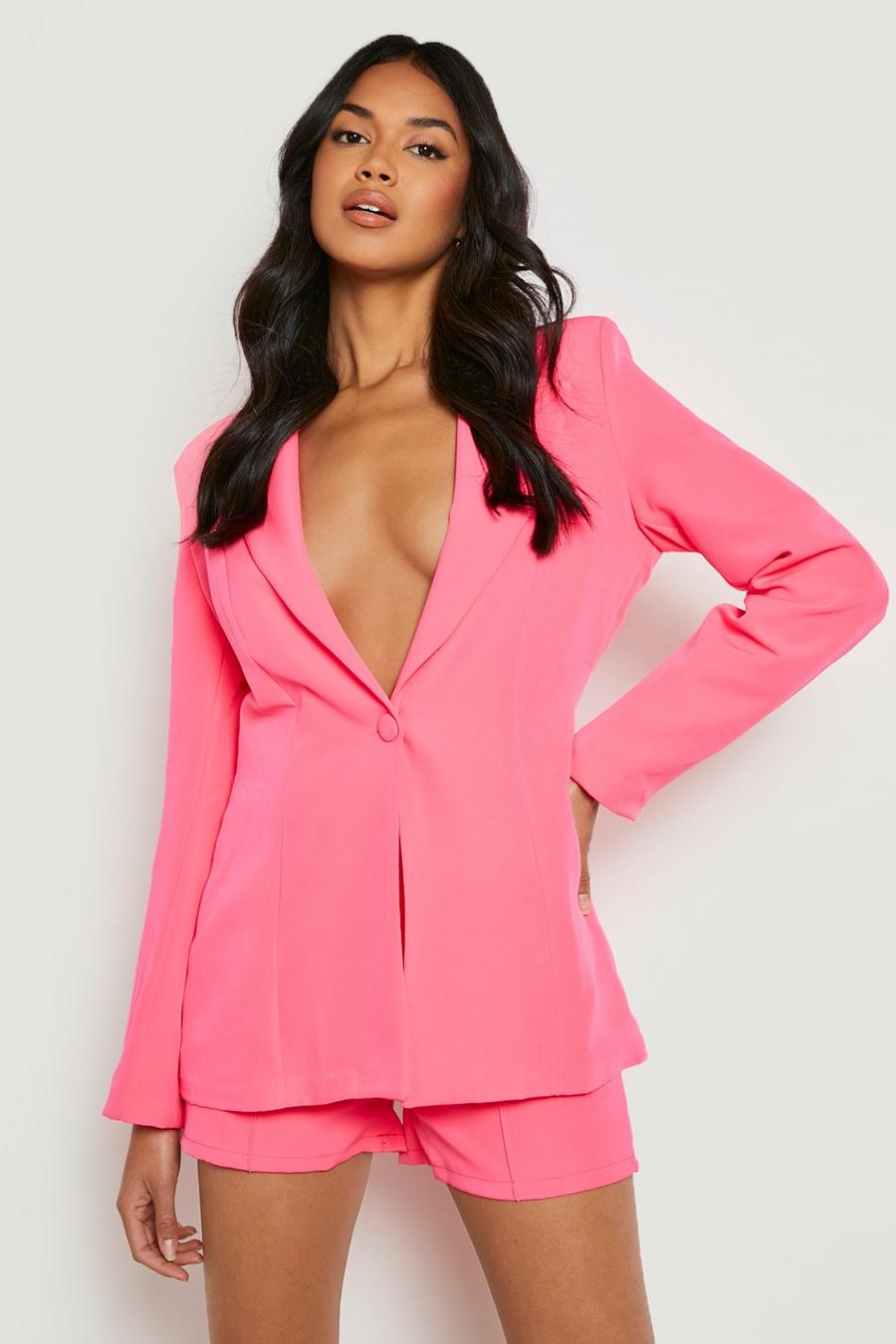 Neon-pink Neon Fitted Tailored Blazer image number 1