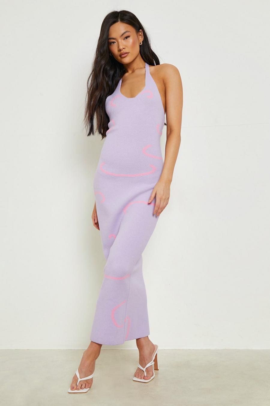 Lilac Swirl Knitted Midi Dress image number 1