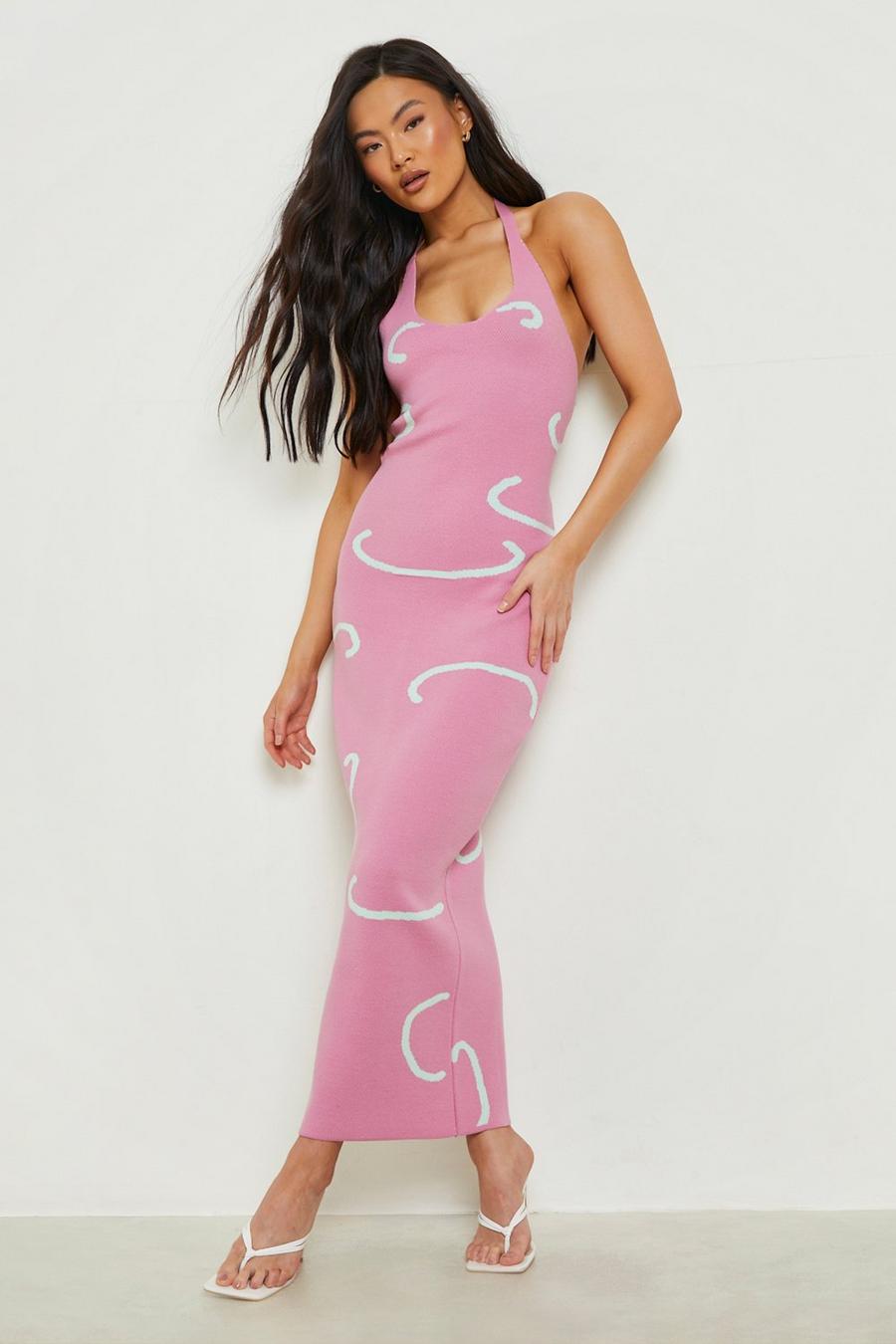 Pink Swirl Knitted Midaxi Dress image number 1