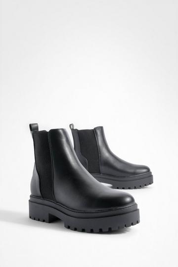 Geribbelde Chelsea Boots black