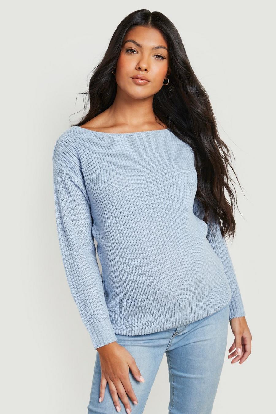 Blue Maternity Boat Neck Sweater image number 1