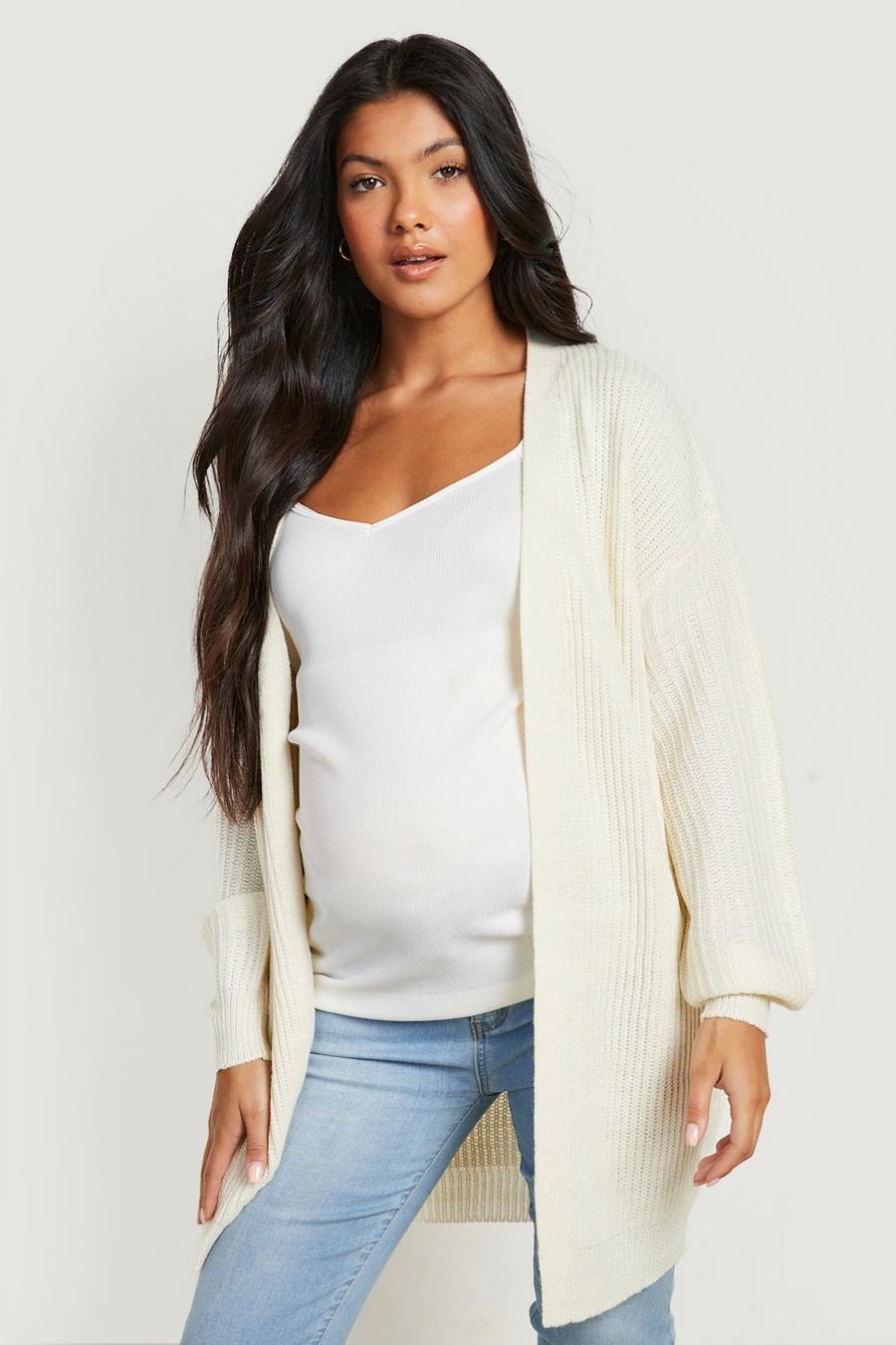 Oatmeal beige Maternity Bell Sleeve Knitted Cardigan