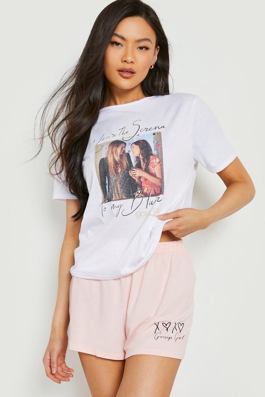 Pantalón corto y camiseta con estampado de Gossip Girl - Serena y Blair, Blush rosa image number 1