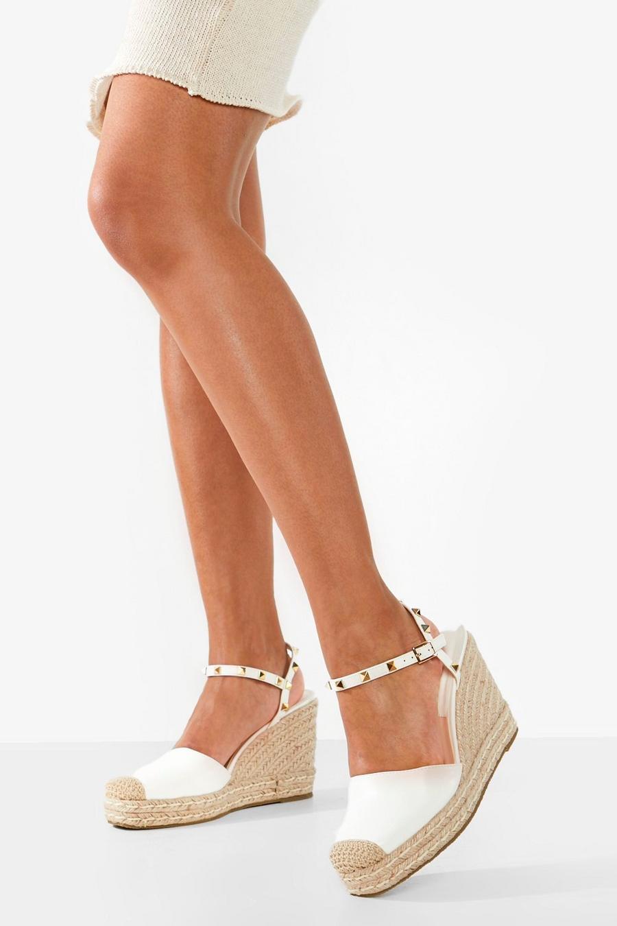 White Stud Detail Closed Toe Wedge image number 1