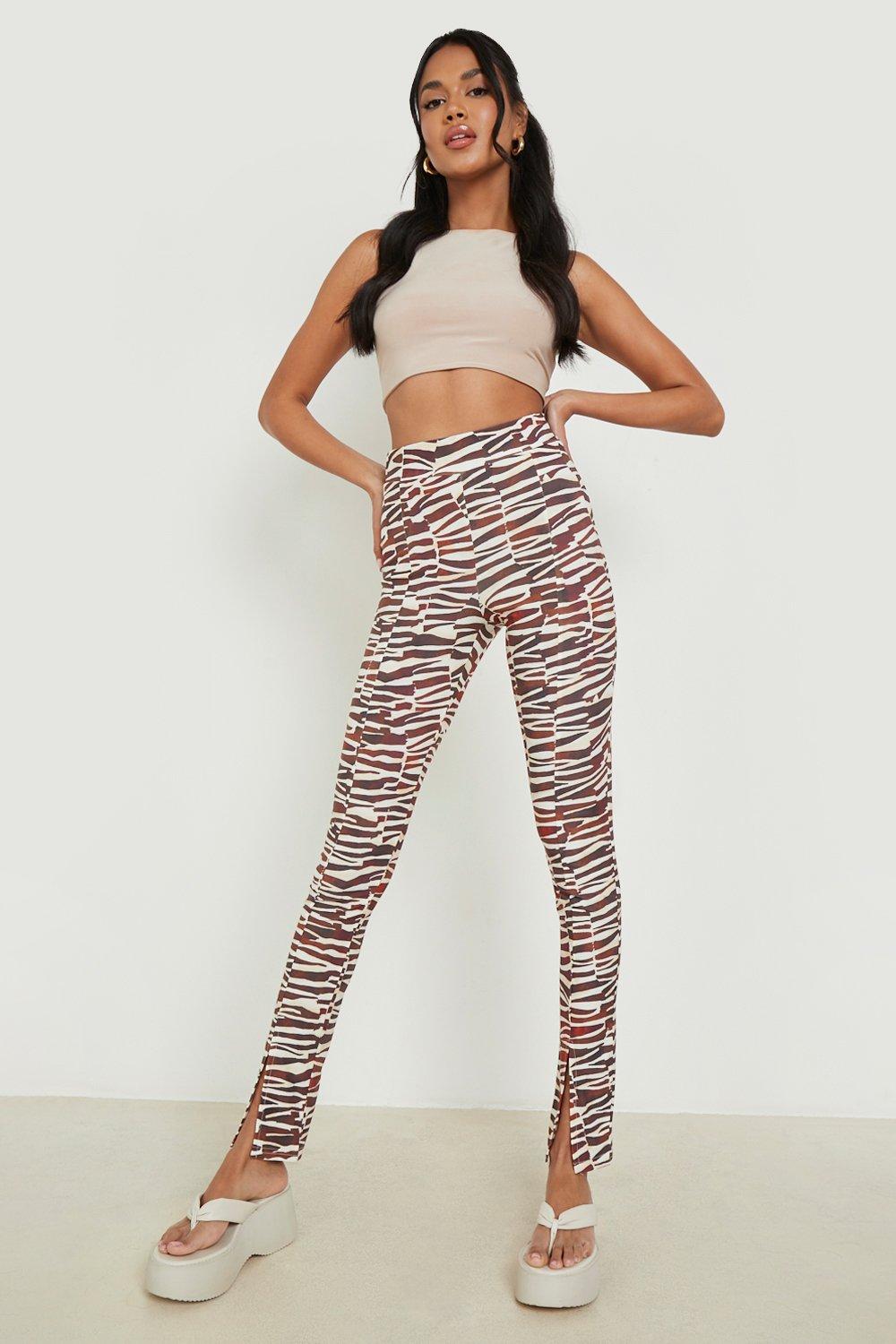 Legging taille haute fentes et imprim animal boohoo