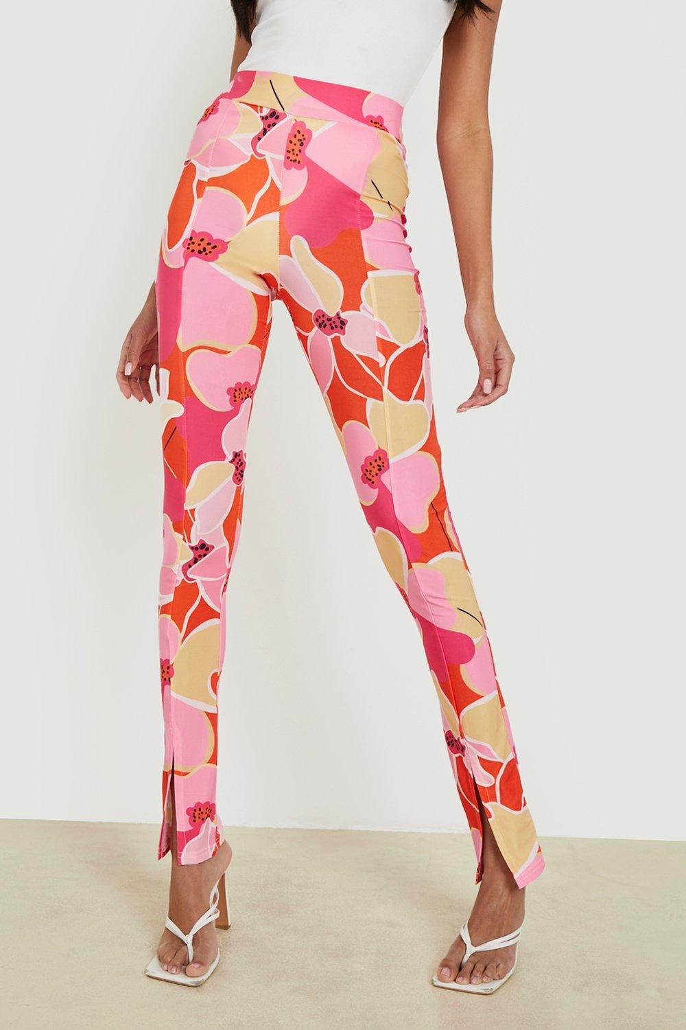 Floral Split Hem High Waisted Leggings