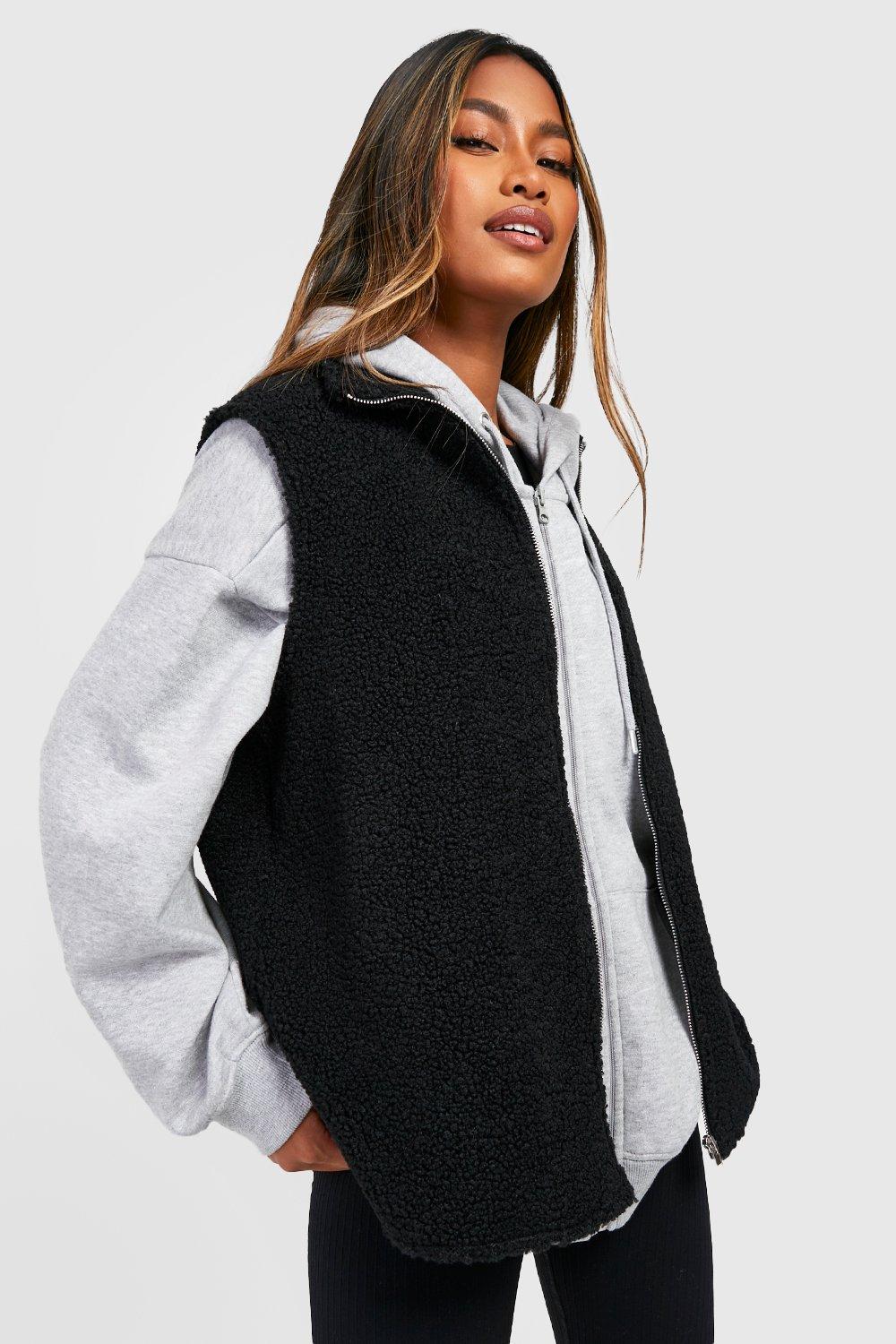 Surchemise à carreaux polaire noir et gris - Gilet Femme 