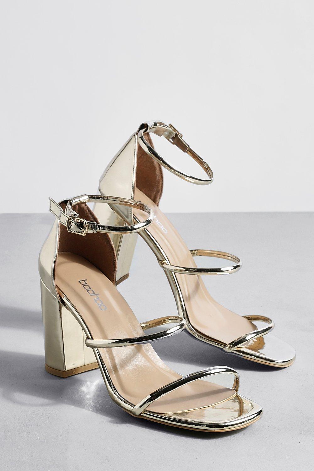 Gold 3 strap store heels