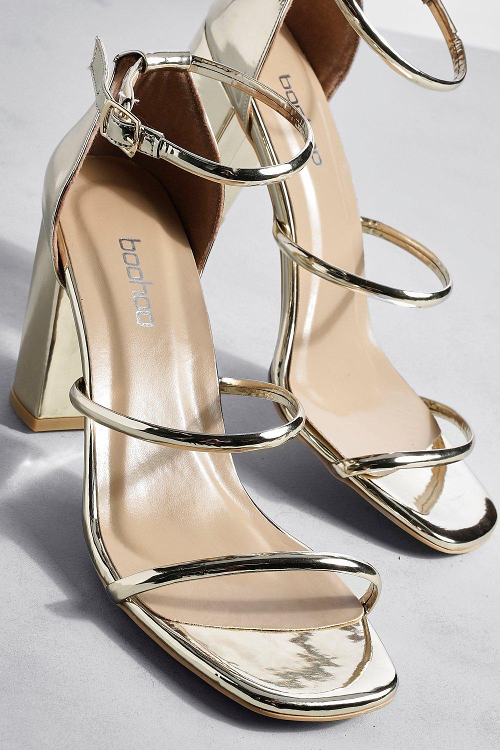 Three strap clearance gold heels