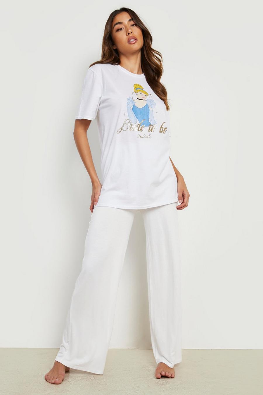 Conjunto de Disney de pantalón largo y camiseta con estampado Bride To Be, White bianco image number 1