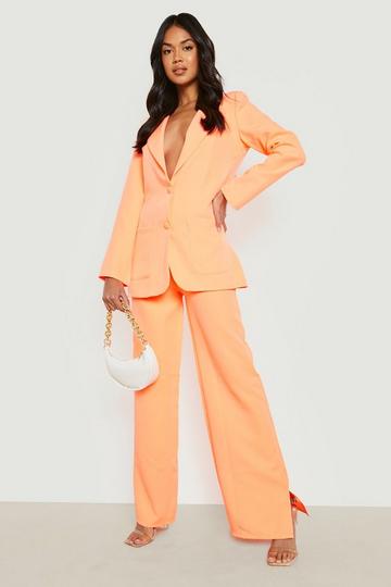 Neon Split Side Tailored Trousers neon-coral