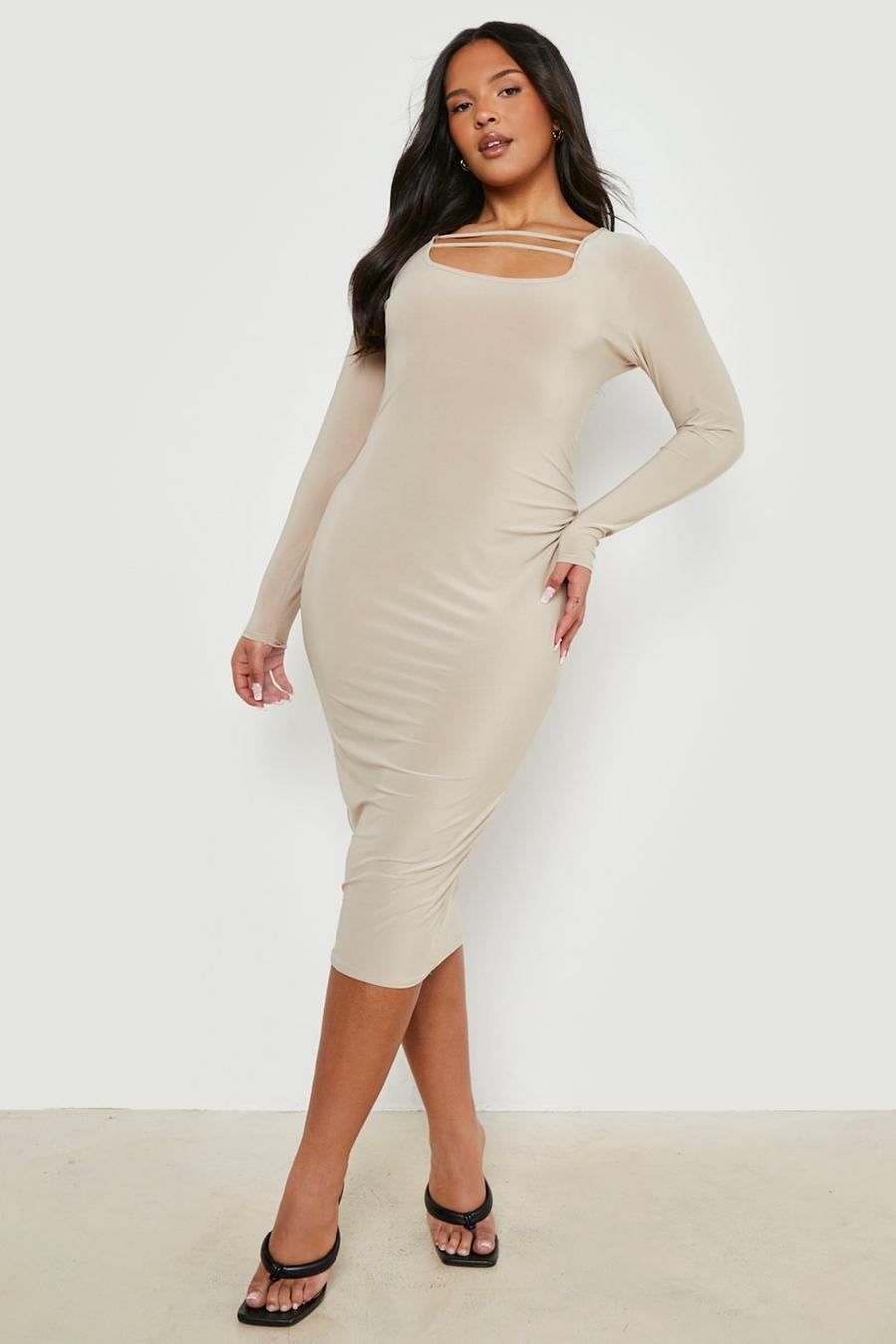 Stone Plus Cut Out Racer Bodycon Midi Dress image number 1