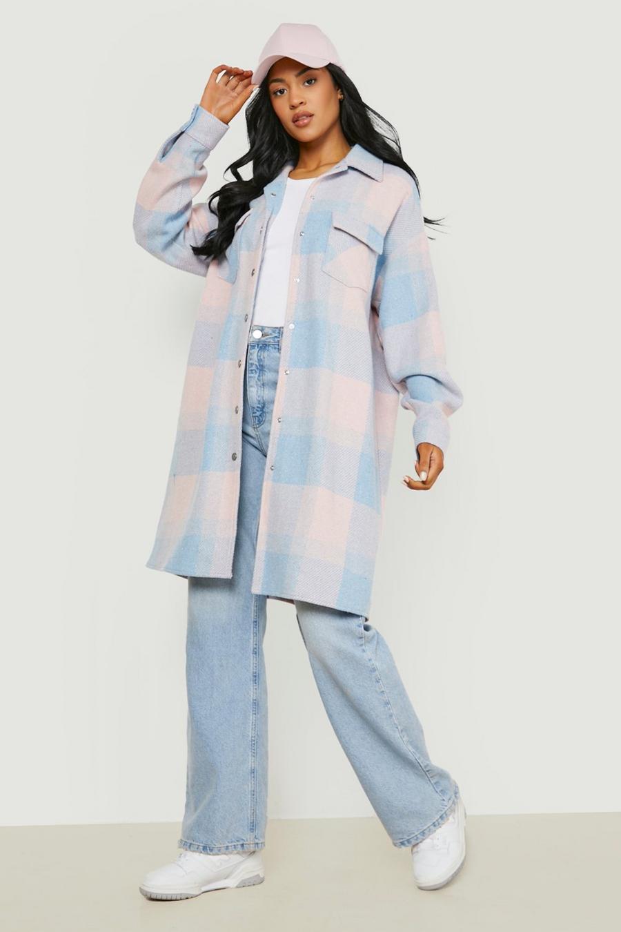 Pink Tall Checked Longline Shacket image number 1