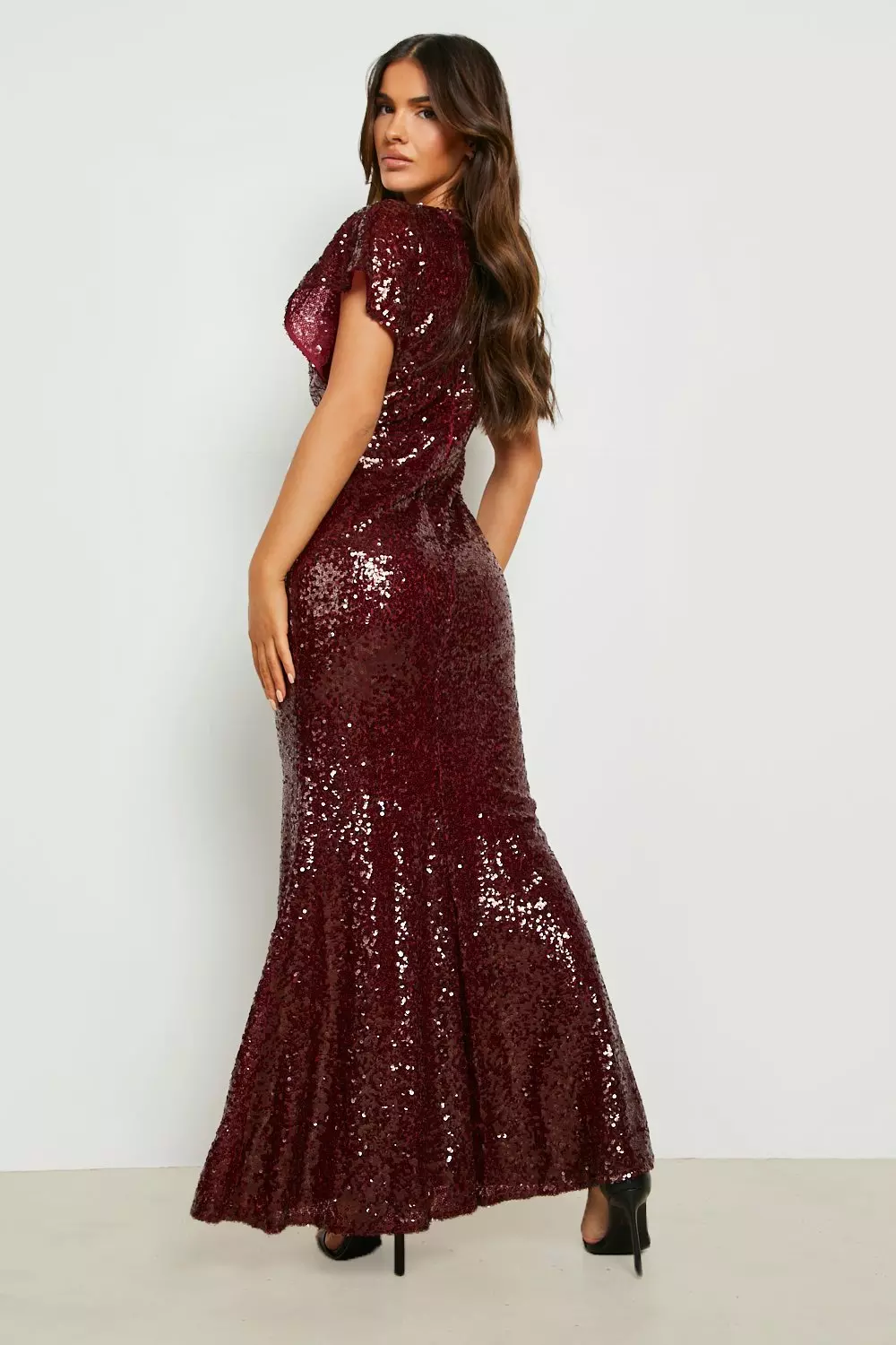 Berry sequin maxi store dress