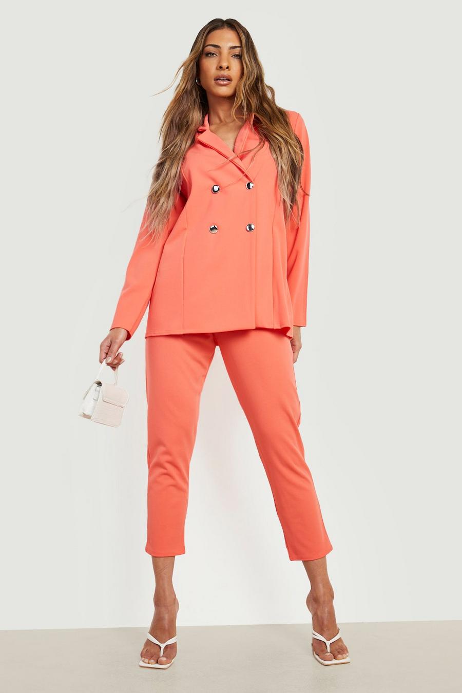 Coral Double Breasted Blazer & Slim Fit Trousers image number 1