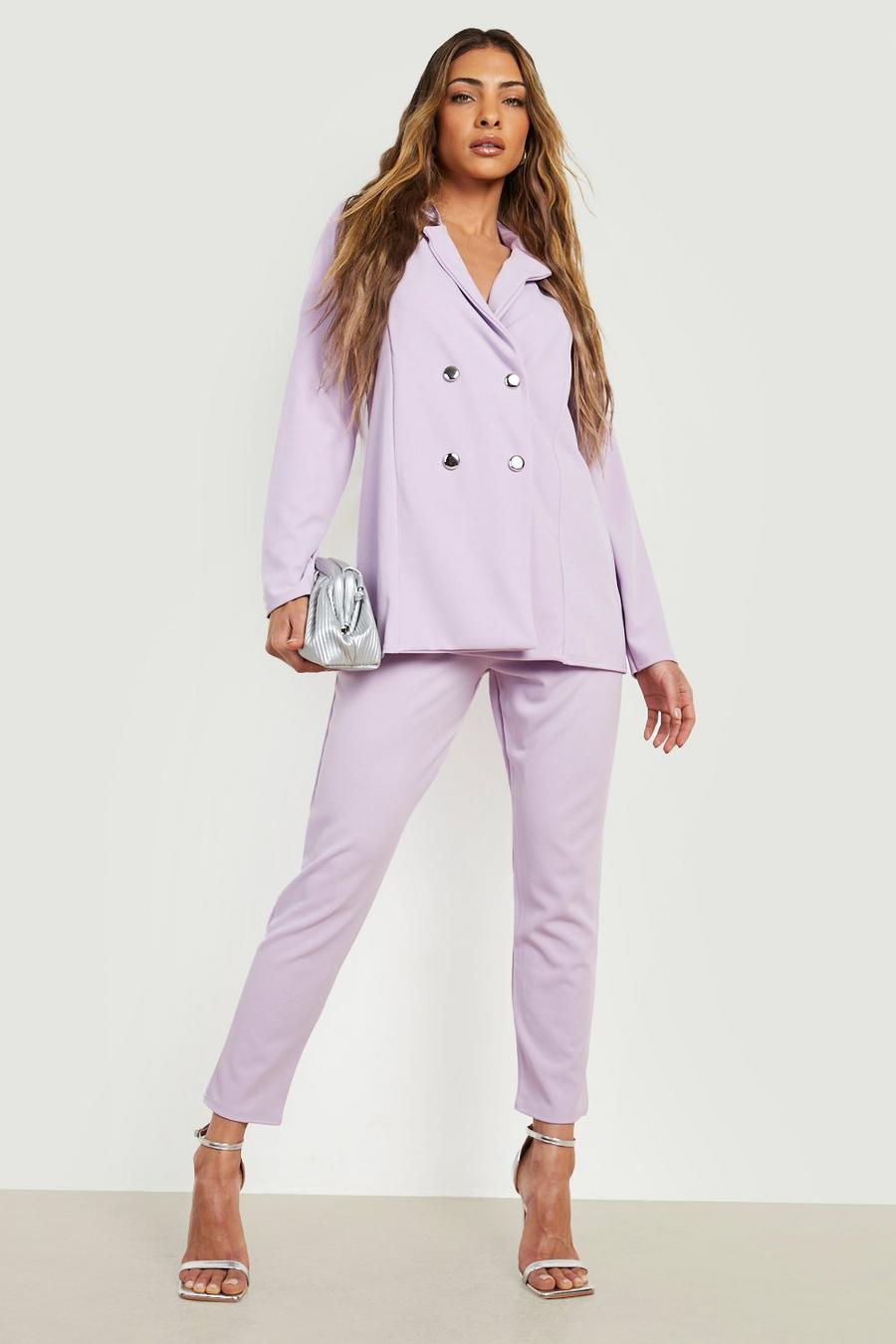 Lilac Double Breasted Blazer & Slim Fit Pants image number 1