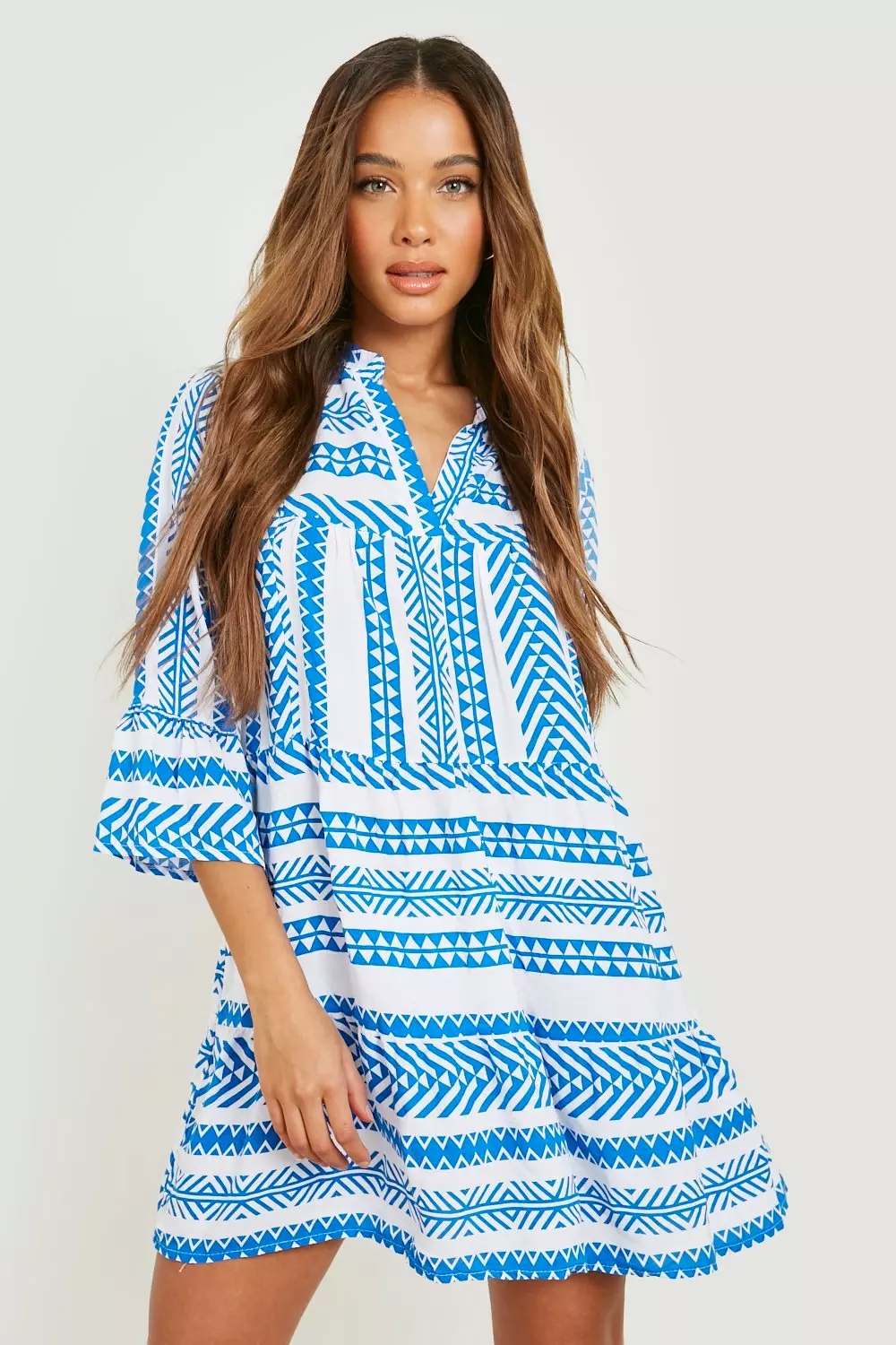 Blue Printed Tiered Shift Beach Kaftan alternative image