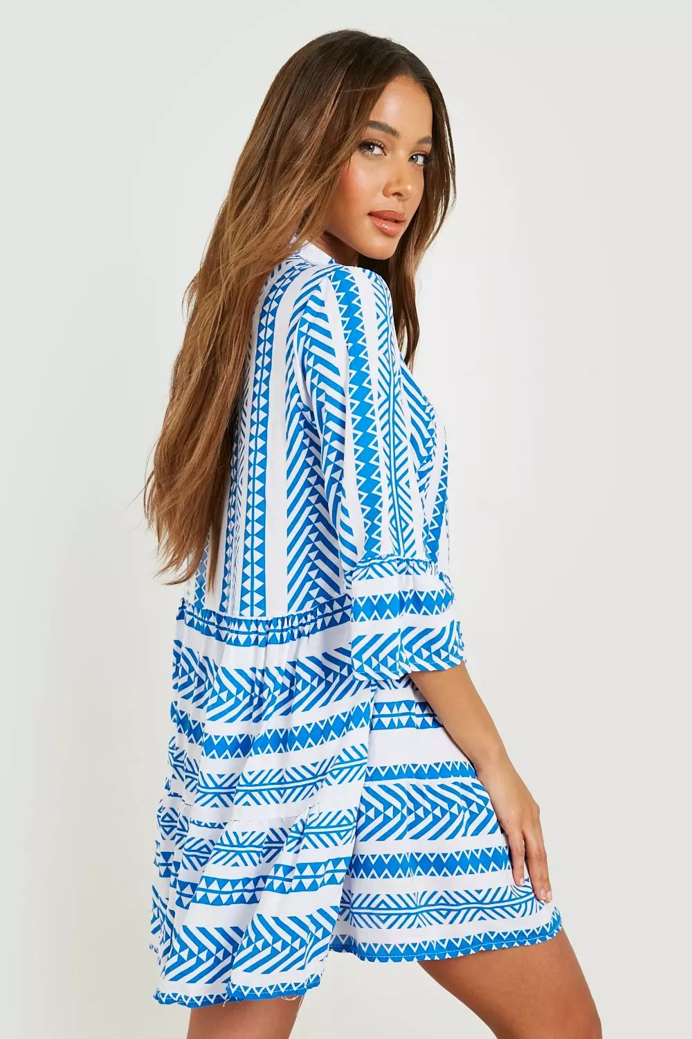 Blue Printed Tiered Shift Beach Kaftan alternative image