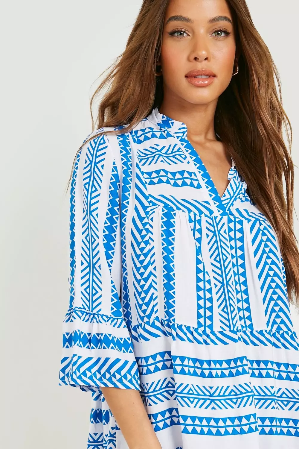 Blue Printed Tiered Shift Beach Kaftan alternative image