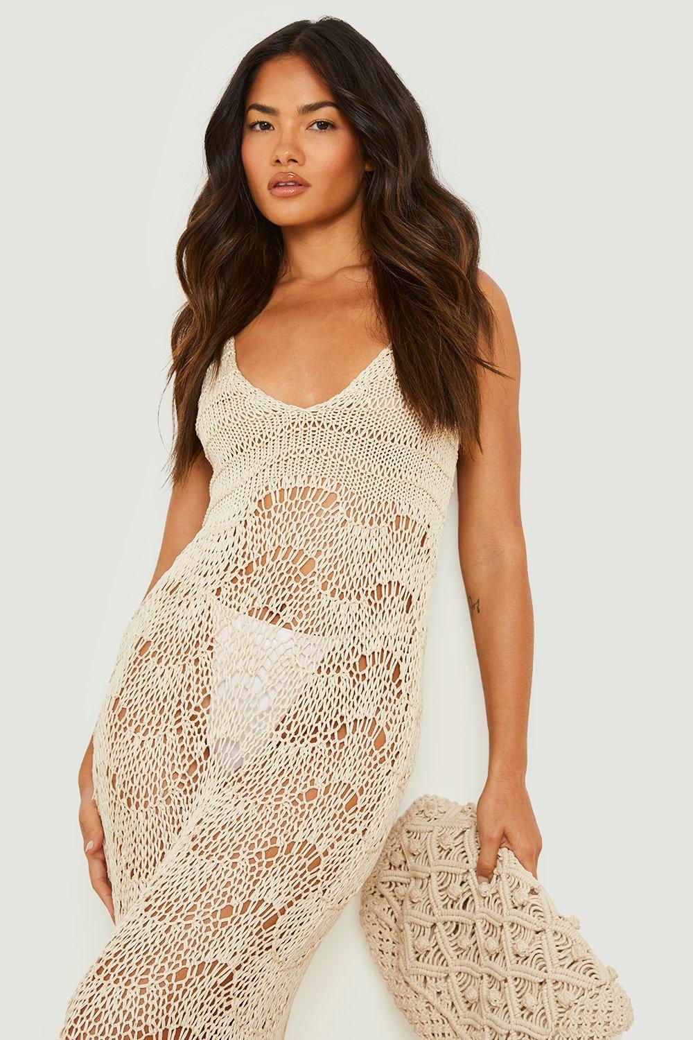 Women's Crochet Scallop Scoop Beach Dress