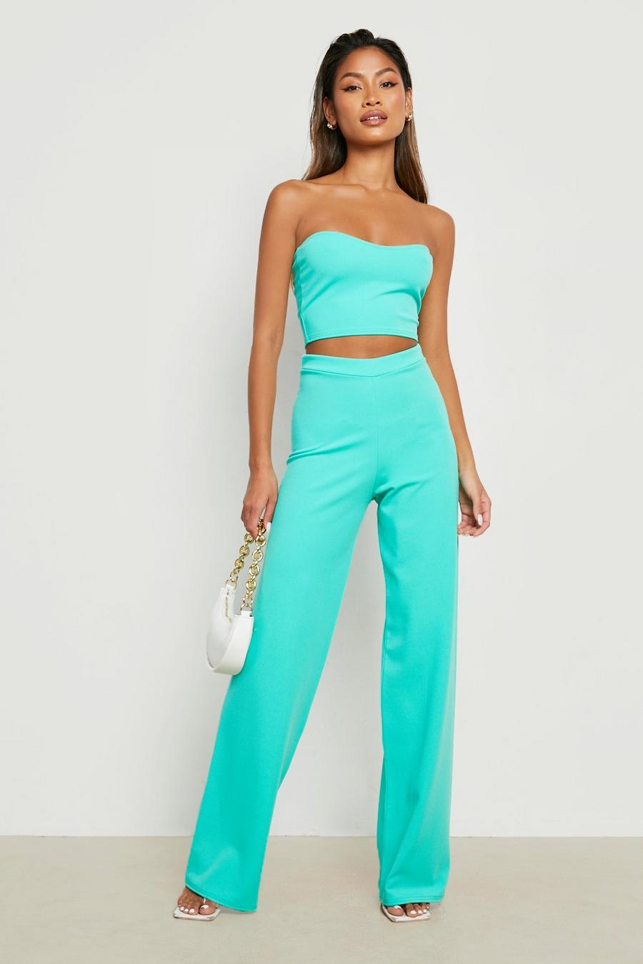 Emerald Bandeau & Wide Leg Trousers  image number 1