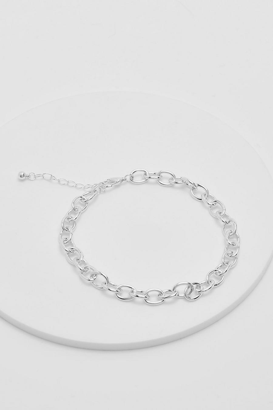 Silver Simple Chain Anklet  image number 1