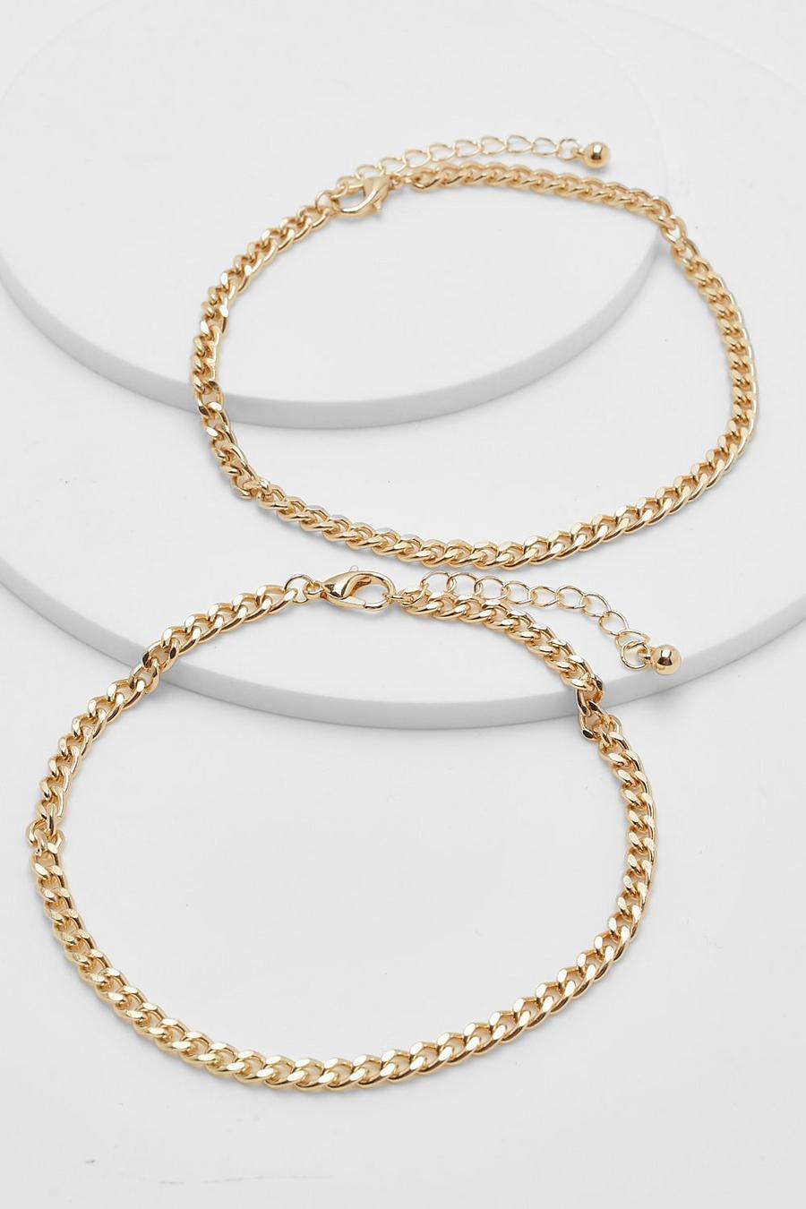 Gold Simple Chain Anklet 2 Pack image number 1
