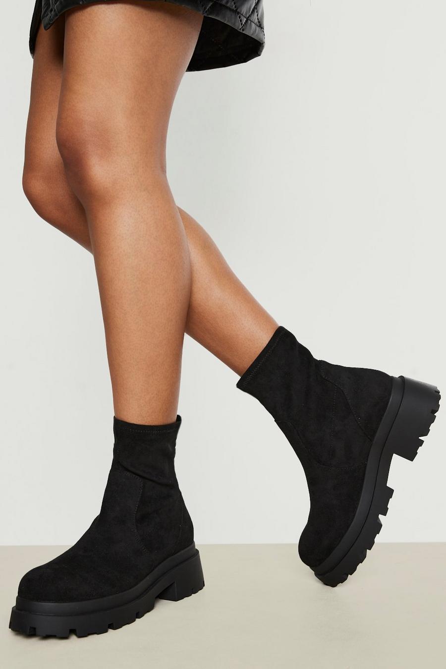Black Super Chunky Sock Boots image number 1
