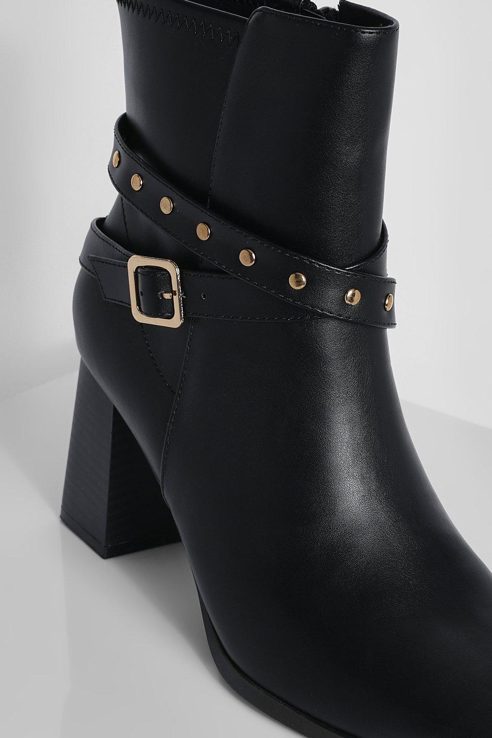 Stud buckle hot sale ankle boots