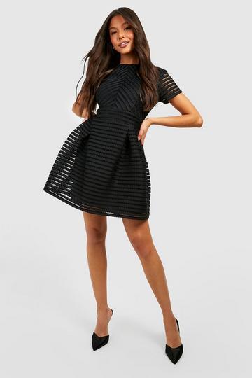 Boutique Full Skirted Prom Mini Skater Dress black