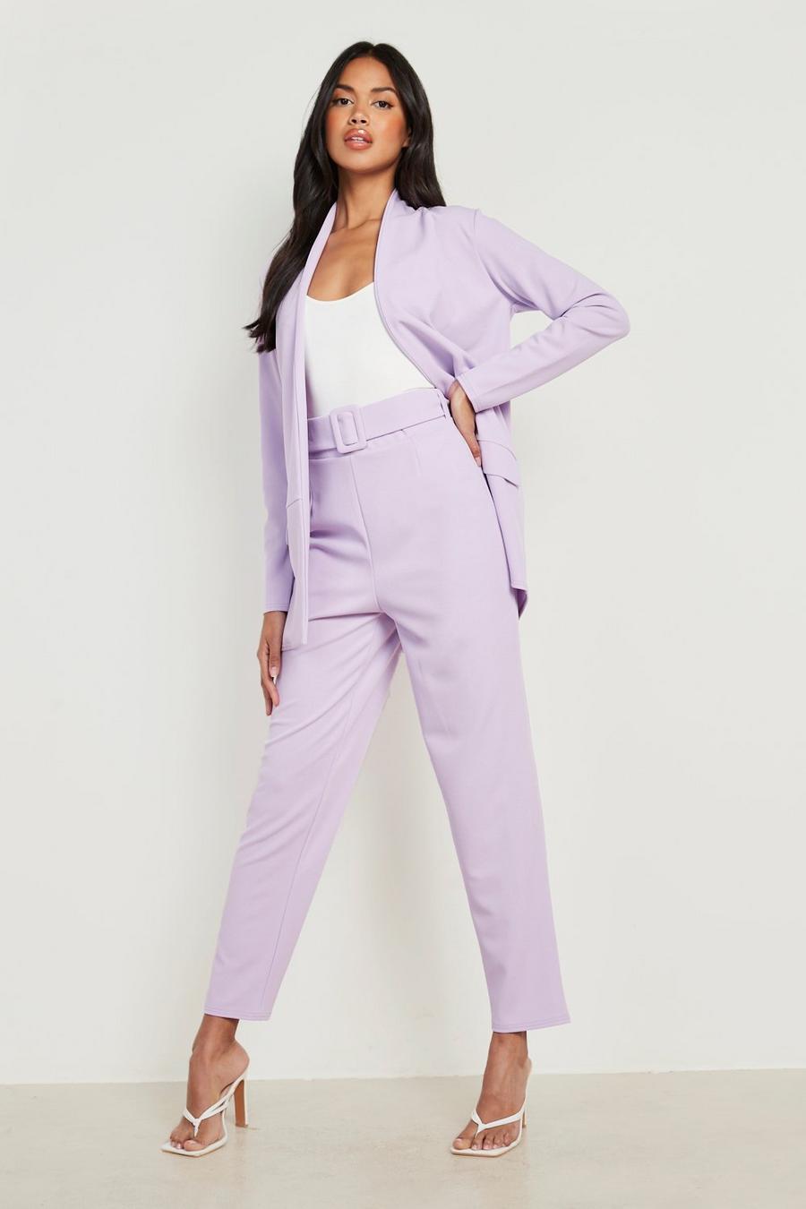Lilac Blazer & Self Fabric Trouser Suit Set image number 1