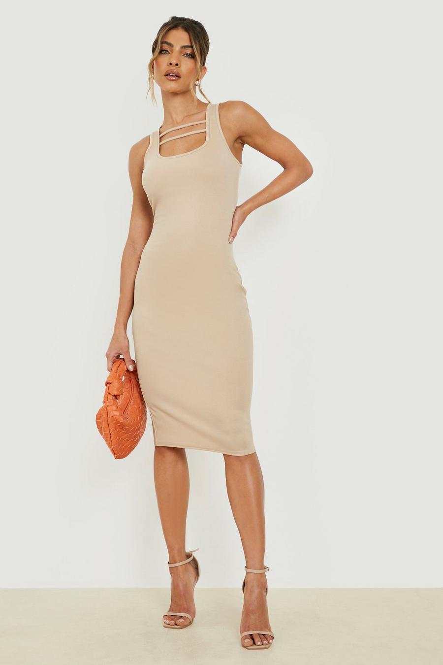 Stone Cut Out Racer Bodycon Midi Dress image number 1