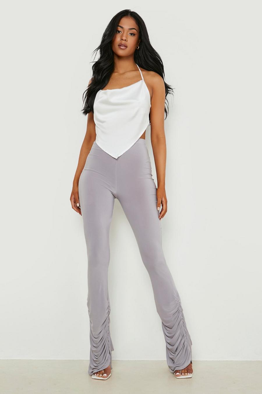 Pale grey Tall Slinky Ruched Hem Flare image number 1