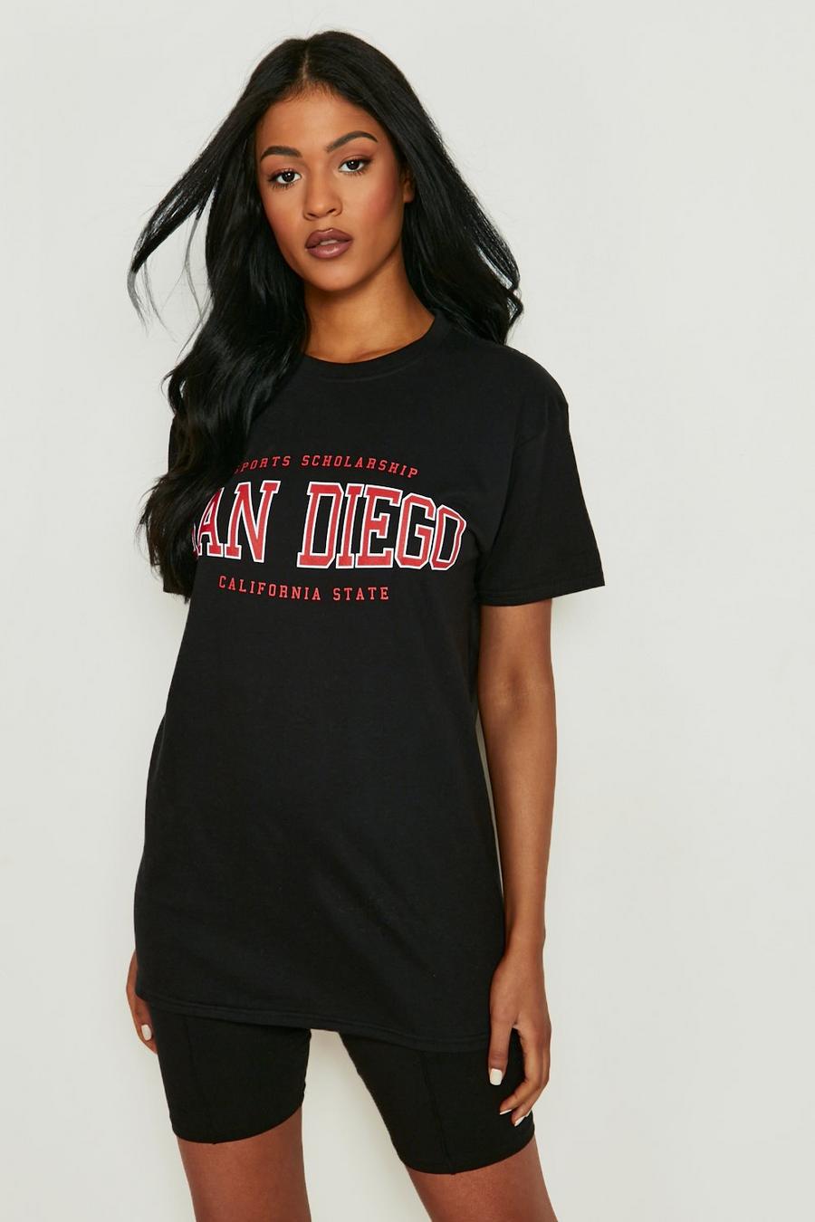Tall T-Shirt mit San Diego Print, Black image number 1