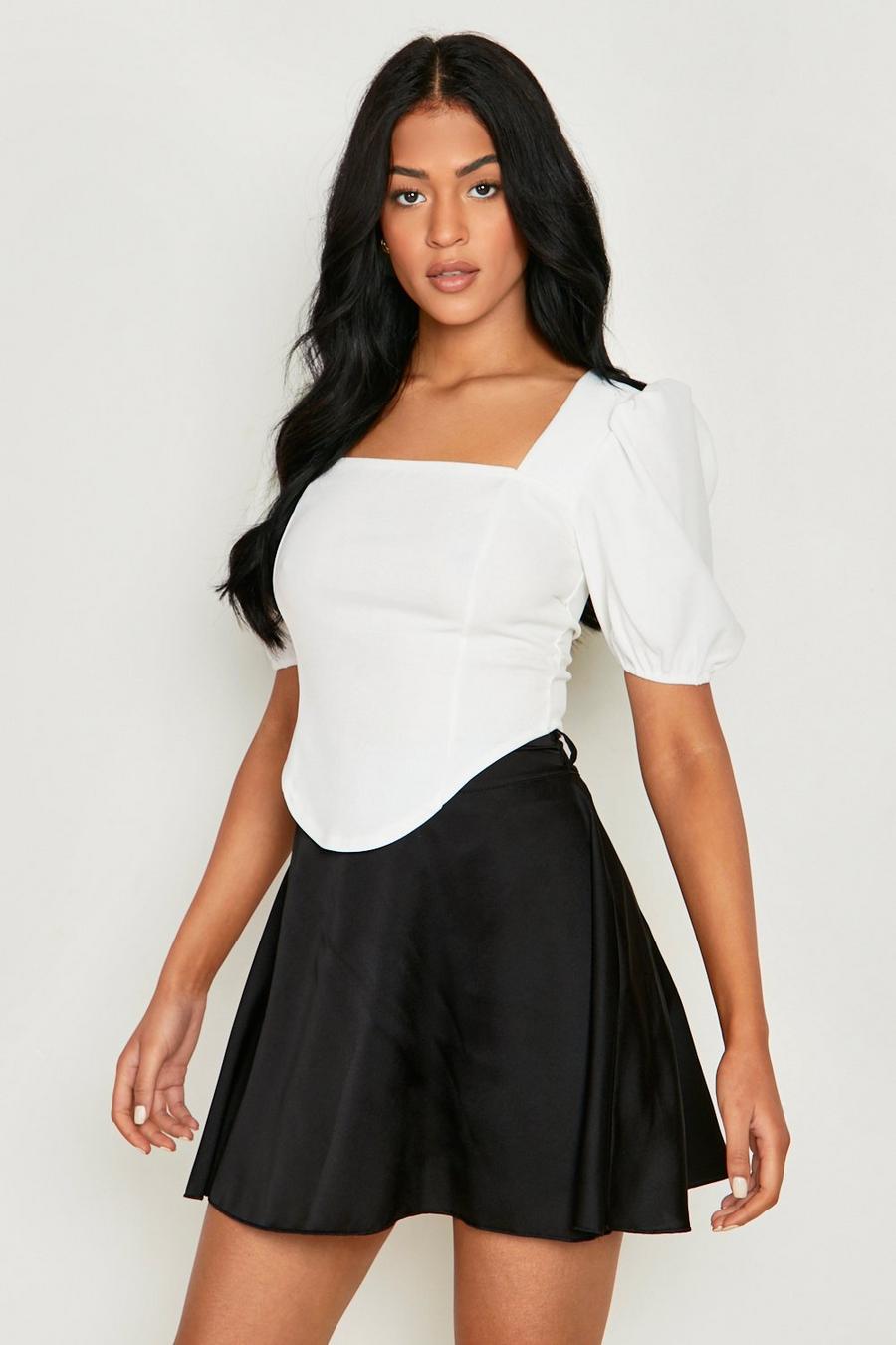 Ivory white Tall Puff Sleeve Corset Top