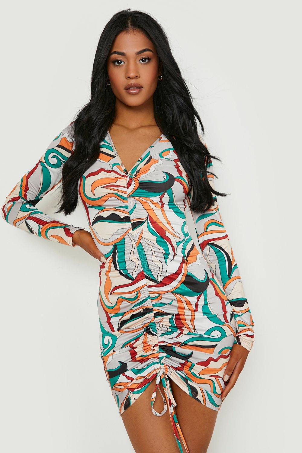 Round neck printed daily hotsell shift dress