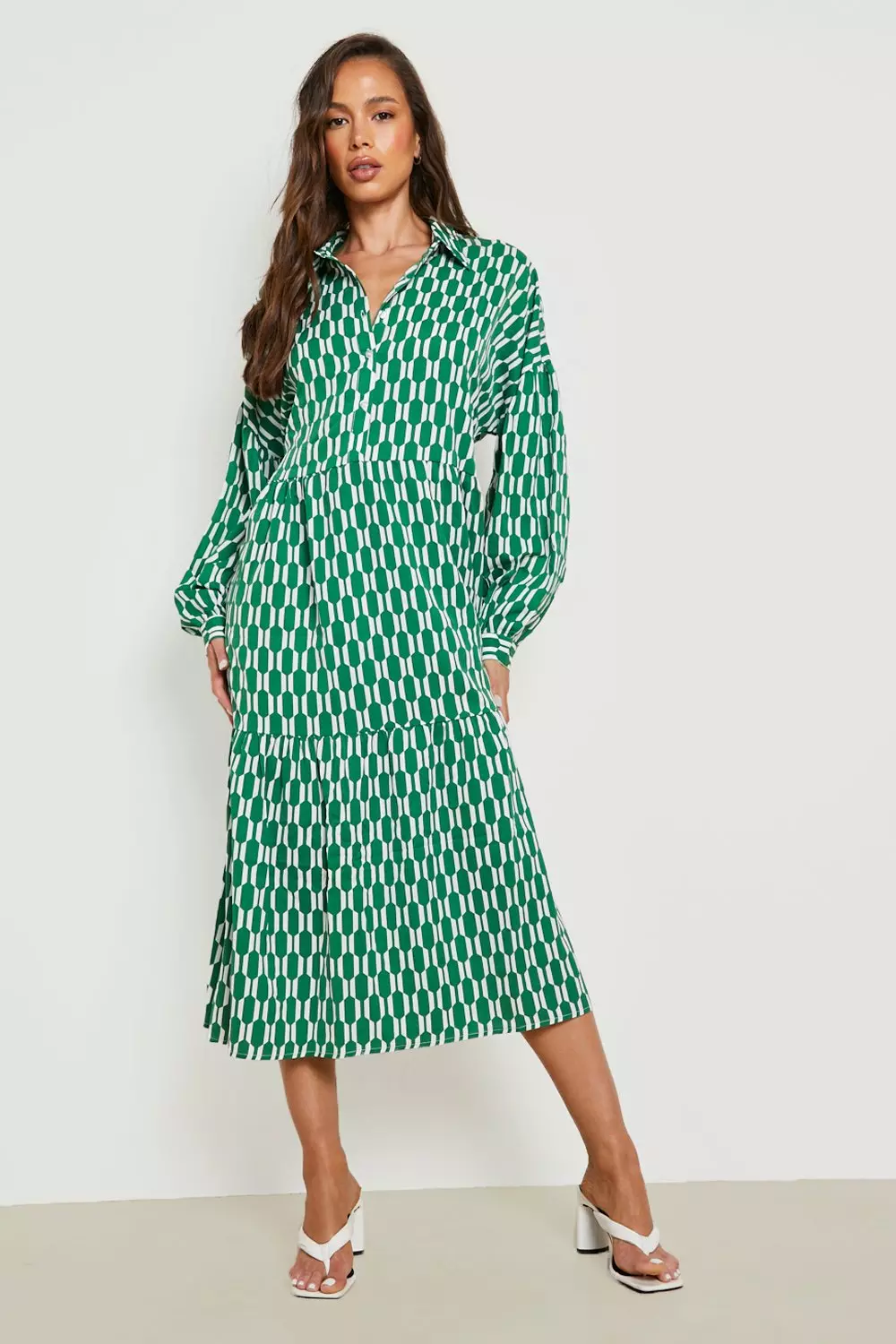 Boohoo geo print shirt dress best sale