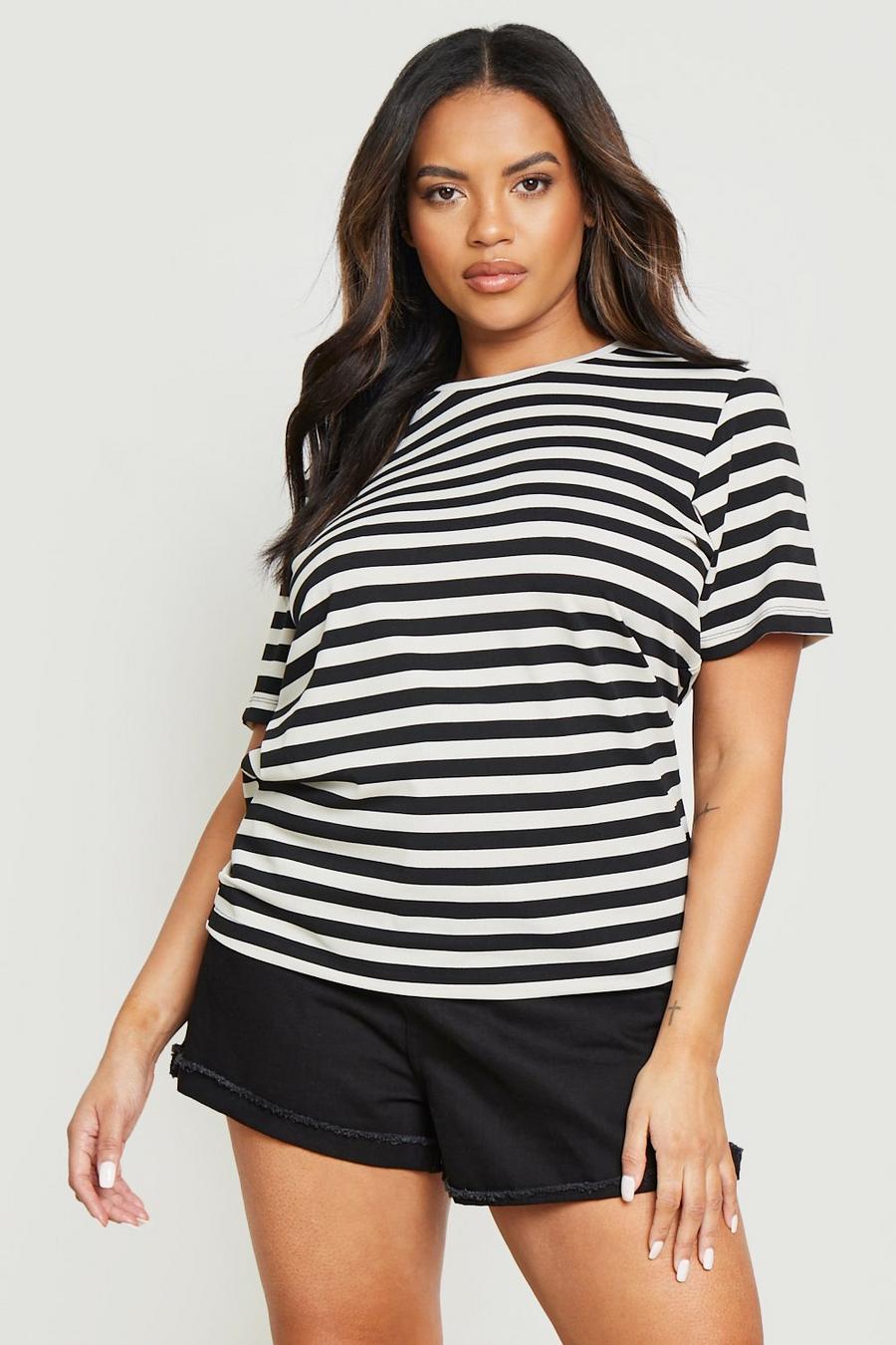 Black Plus Striped T-shirt