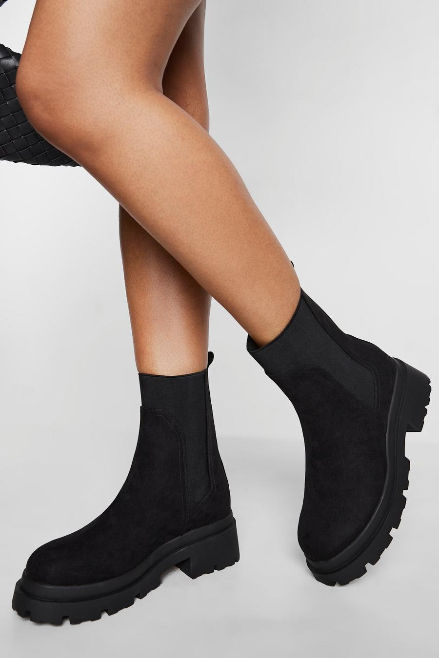 Black svart Wide Fit Heeled Chelsea Boots