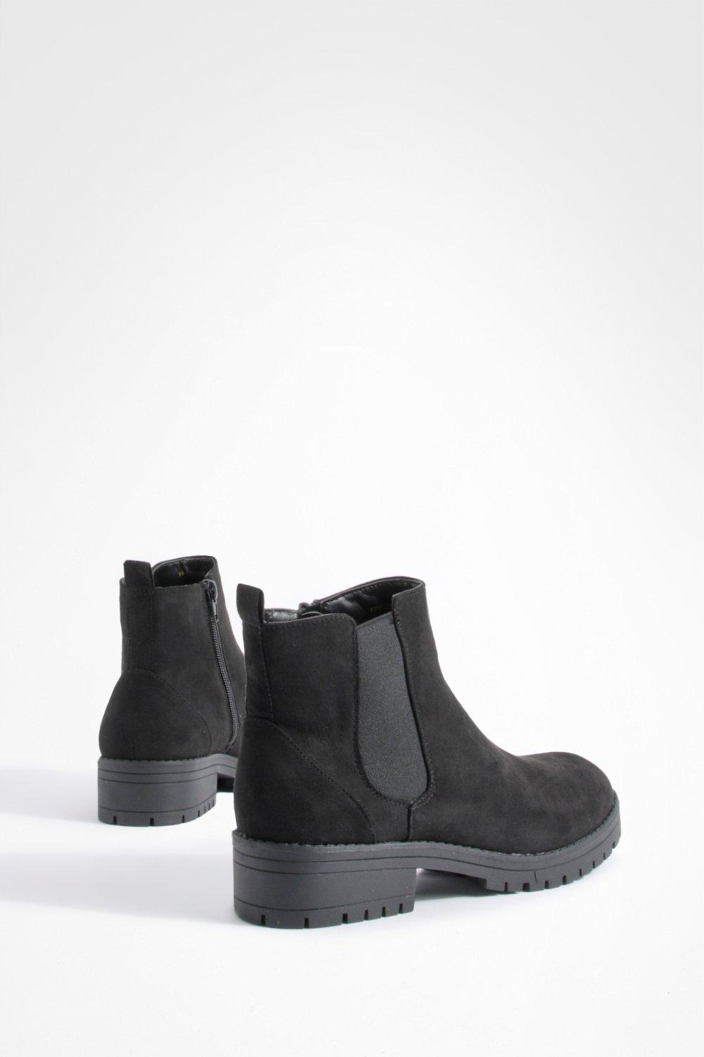 Wide Fit Faux Suede Pull On Chelsea Boots boohoo