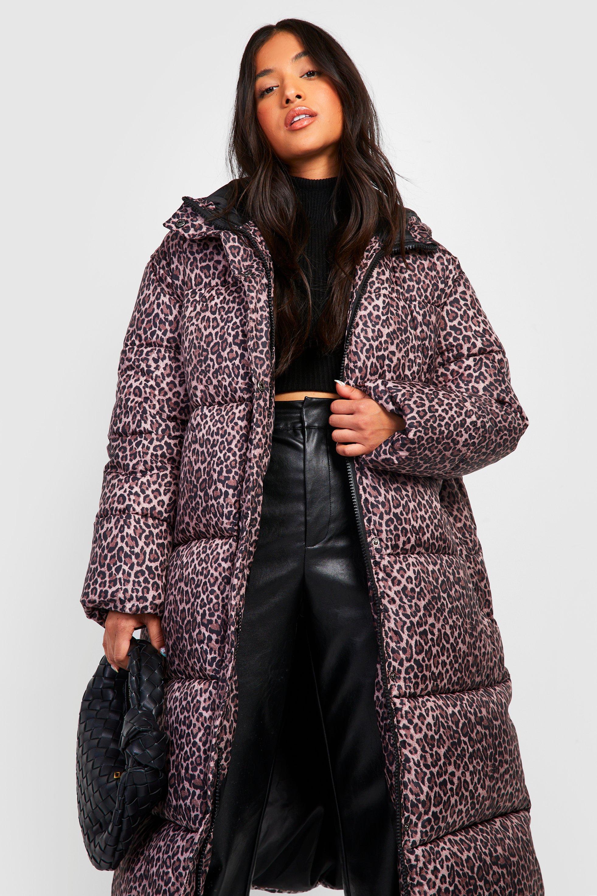 Leopard puffer jacket women's sale