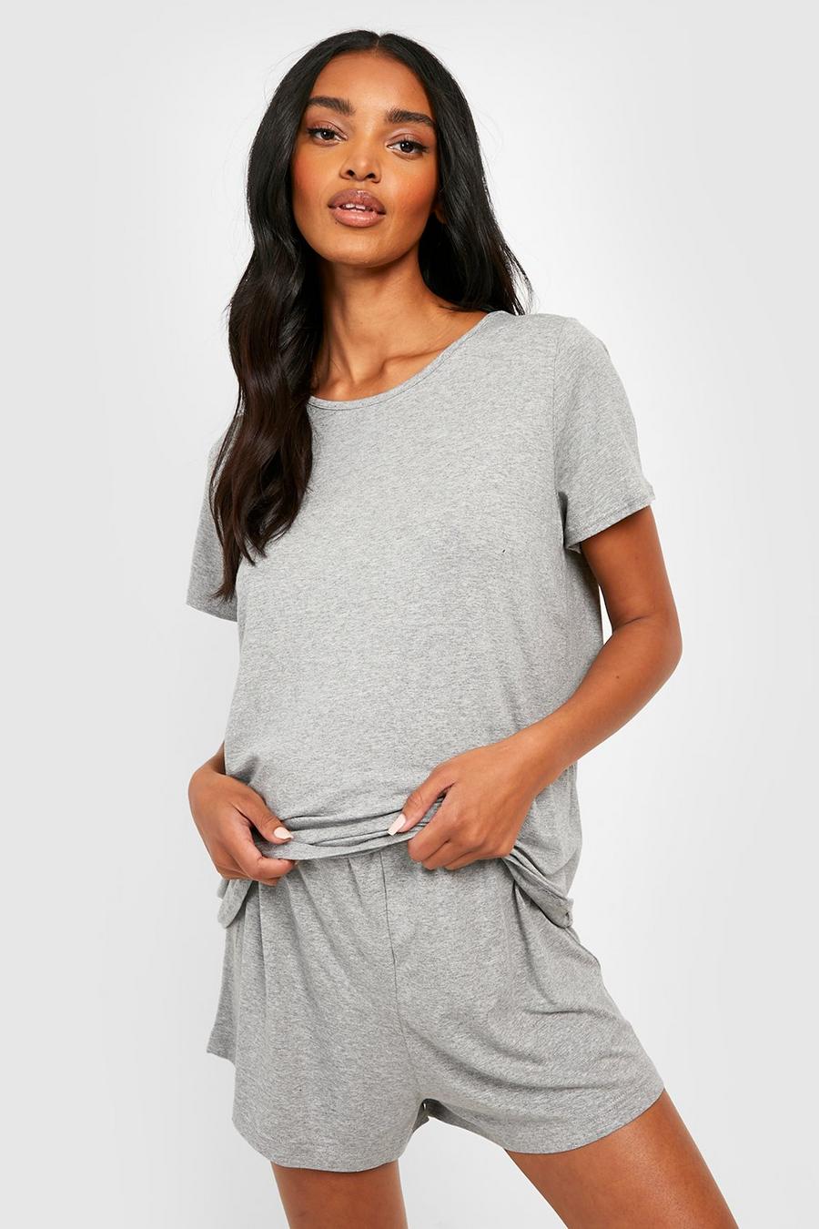 Grey marl Maternity Basic Short Pyjamas