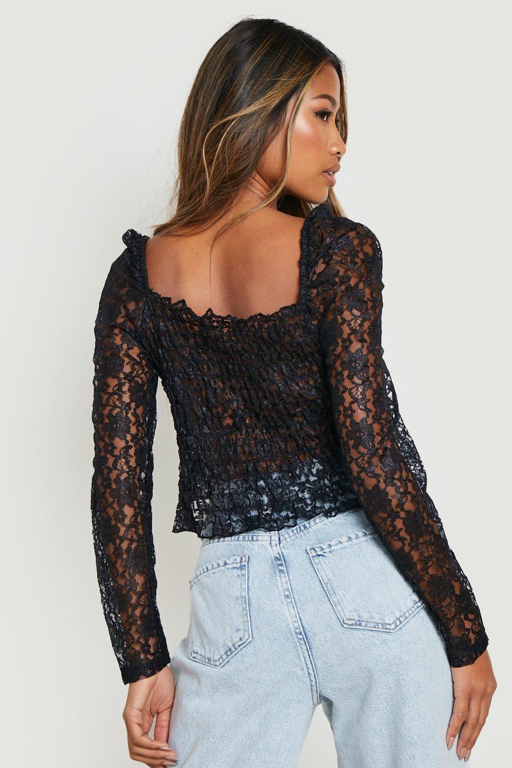 Off The Shoulder Square Neck Lace Top