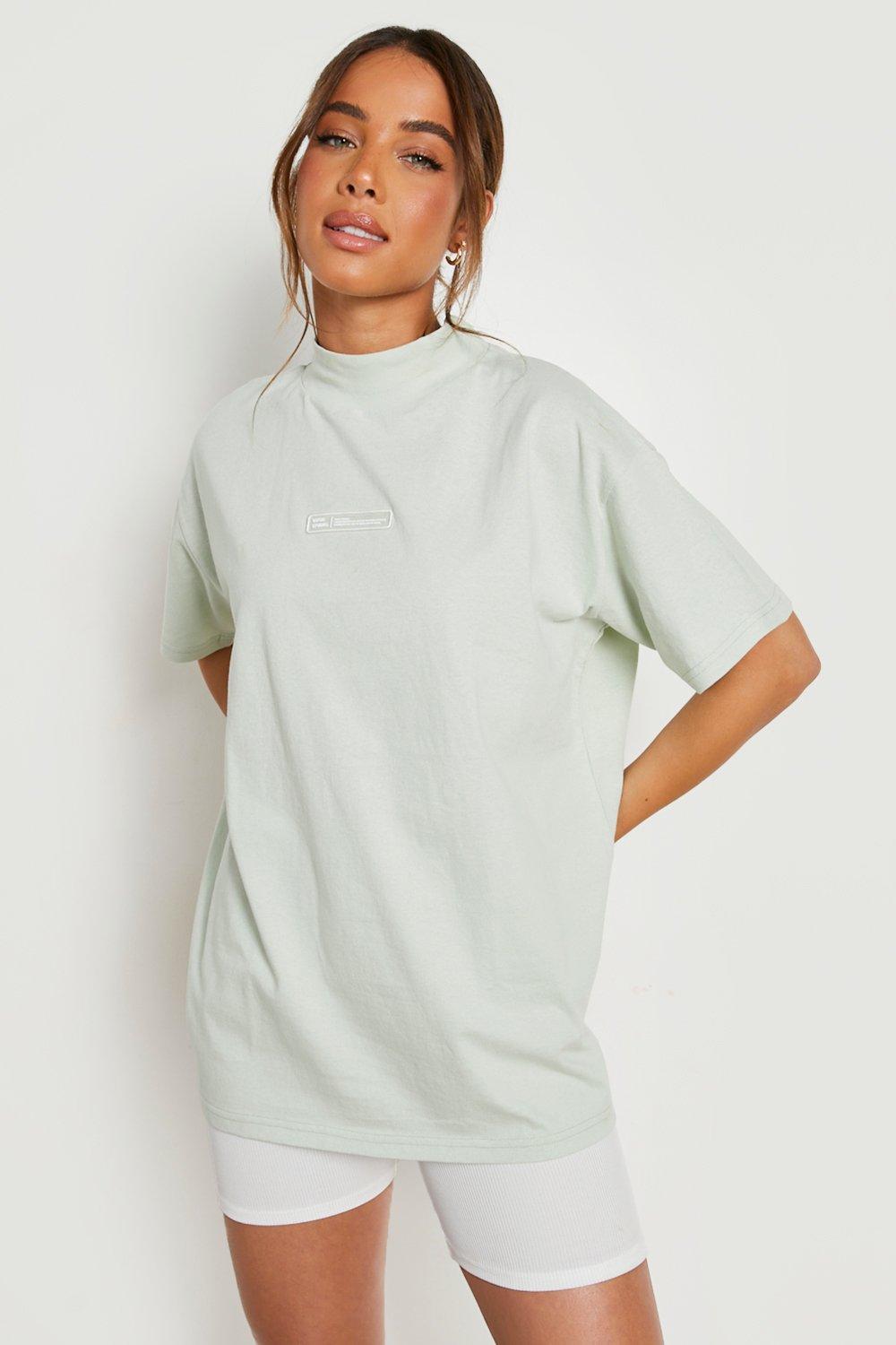 Green Rubber Tab Extended Neck Oversized Tshirt