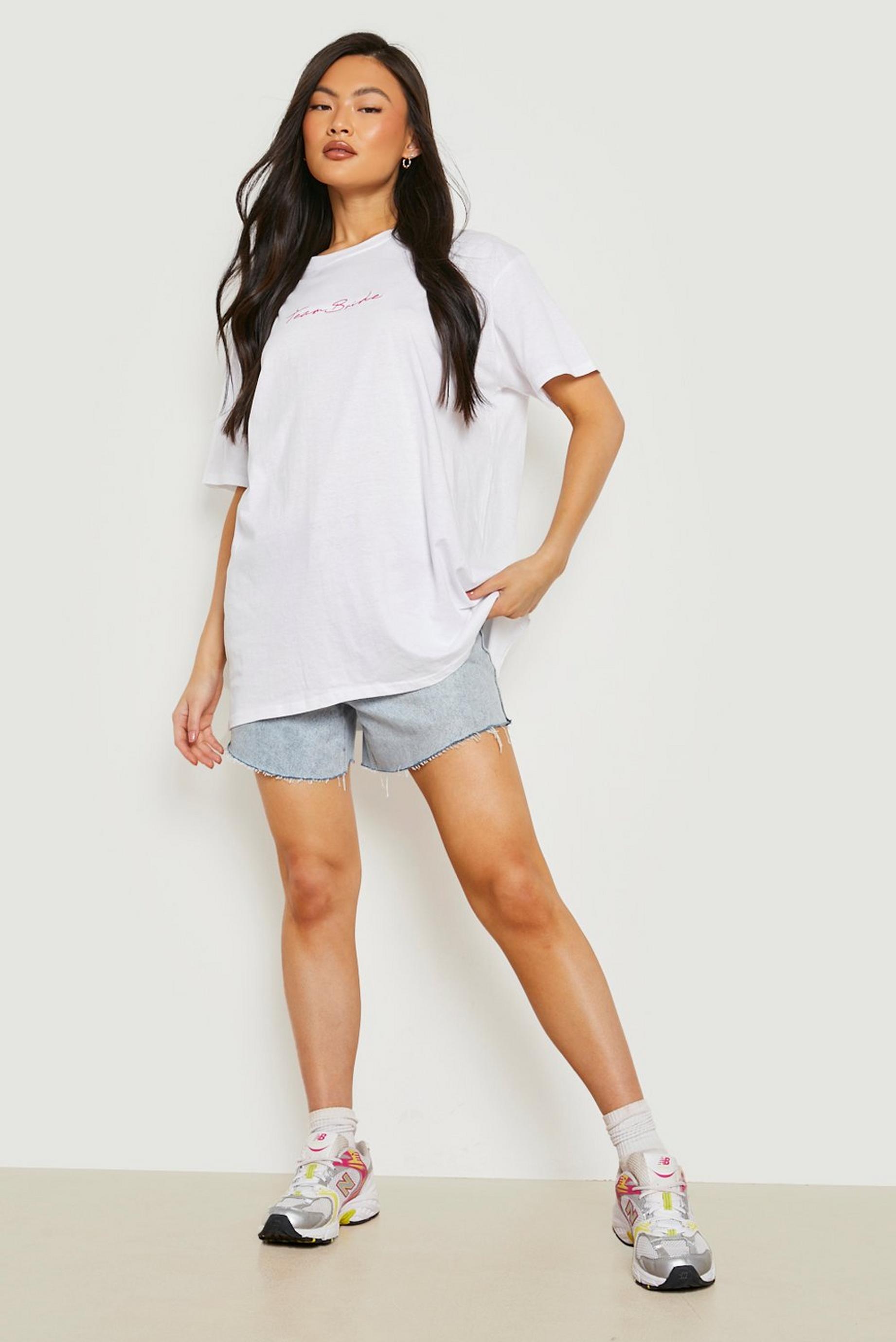 Embroidered Team Bride Oversized T Shirt