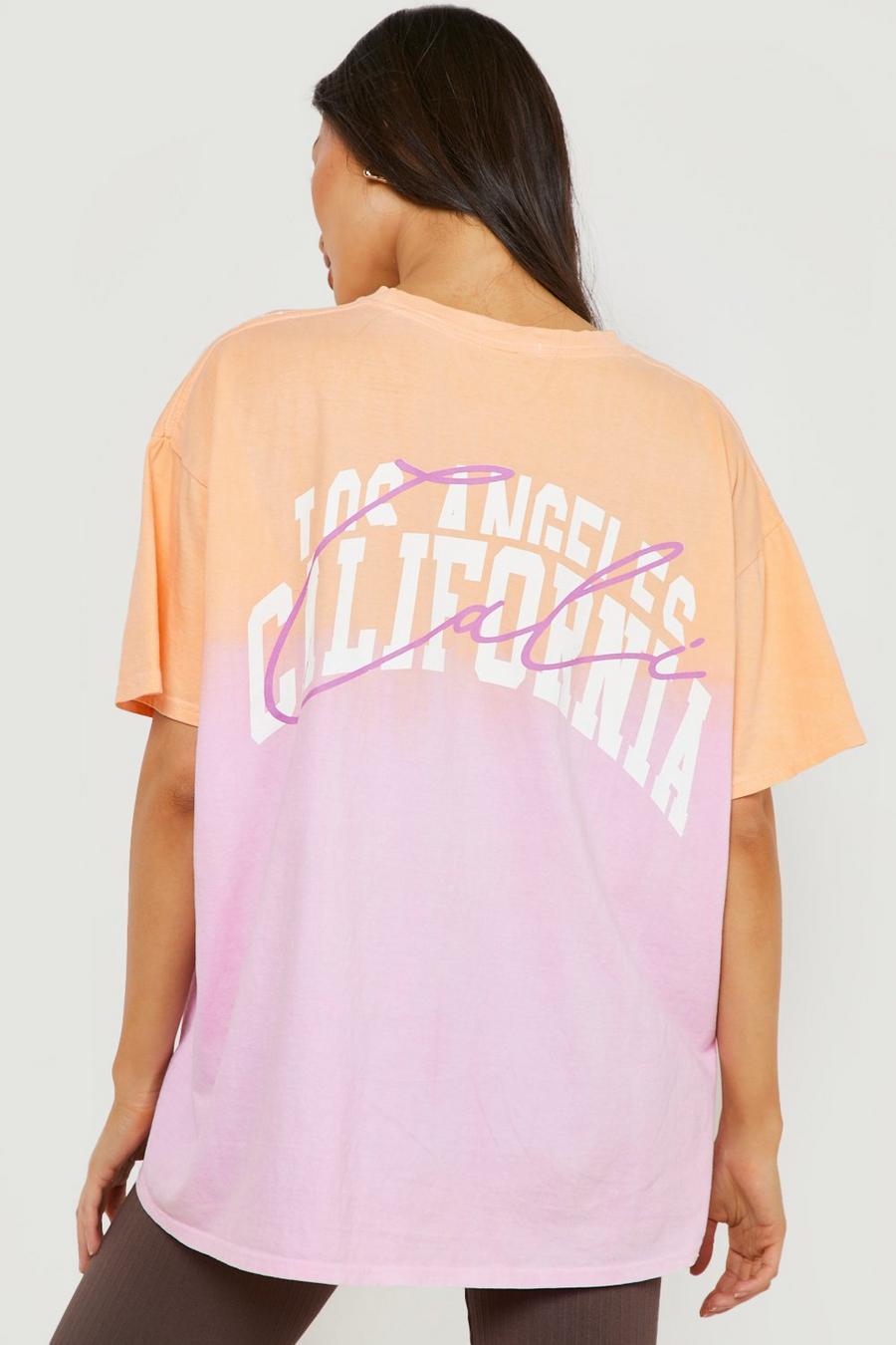 Pink California Ombre Oversized T Shirt  image number 1