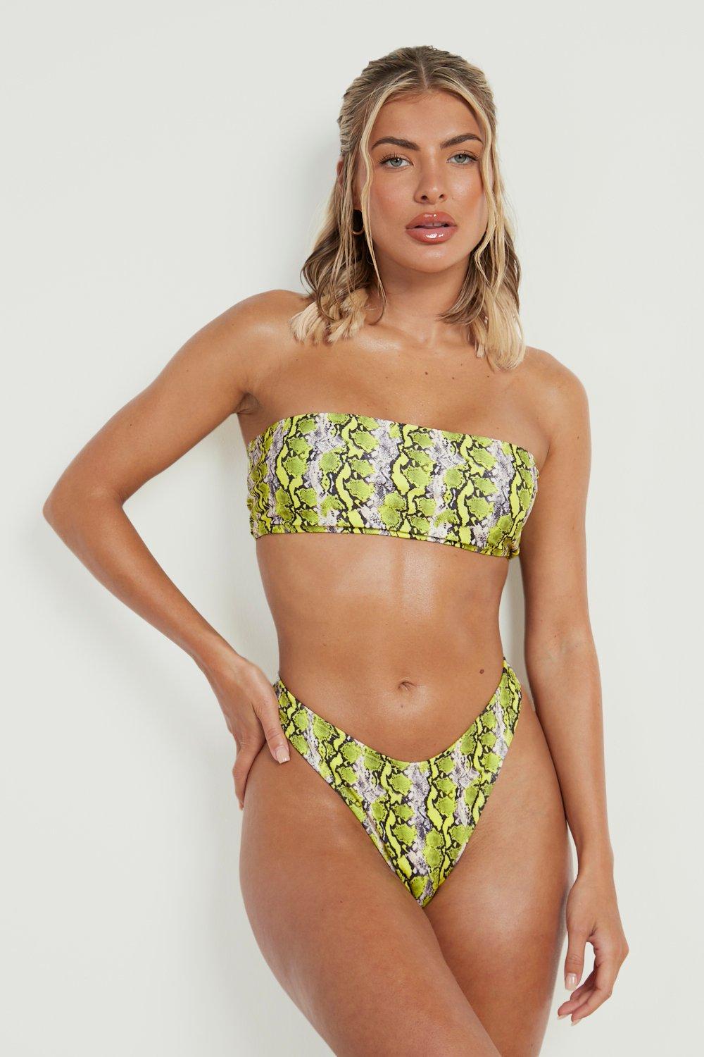 Snakeskin cheap bandeau bikini