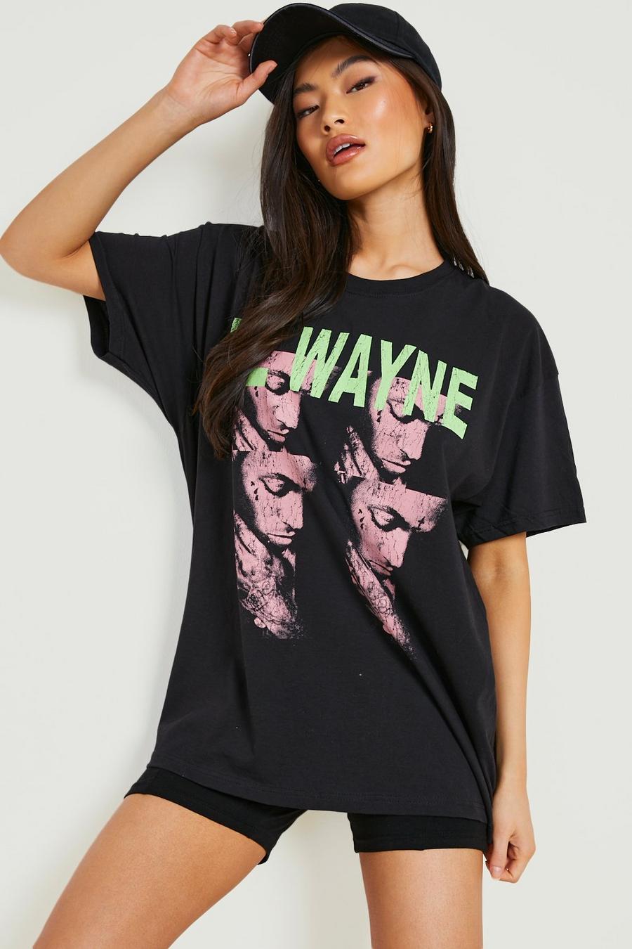 Charcoal grey Lil Wayne Back Print Overdyed Band T Shirt image number 1