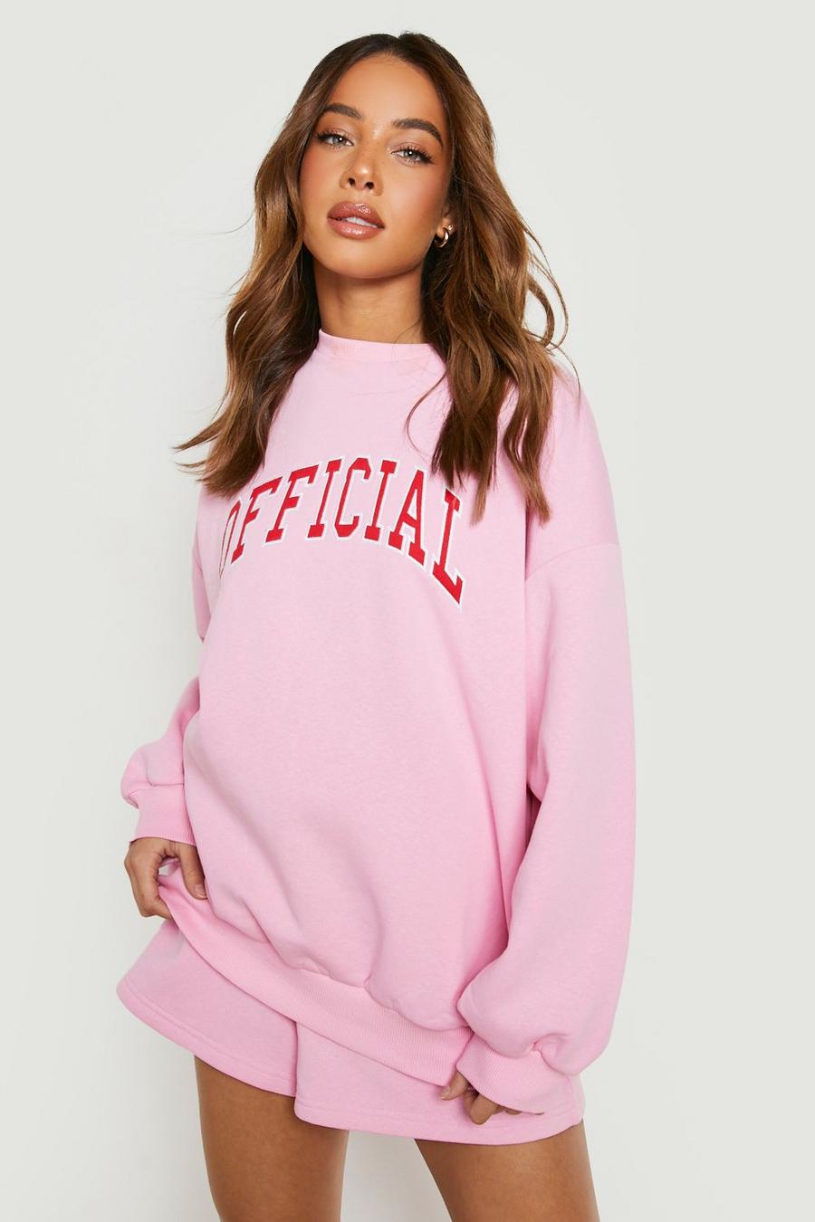 Kurzer Sweatshirt-Trainingsanzug mit Official-Applique, Pink image number 1