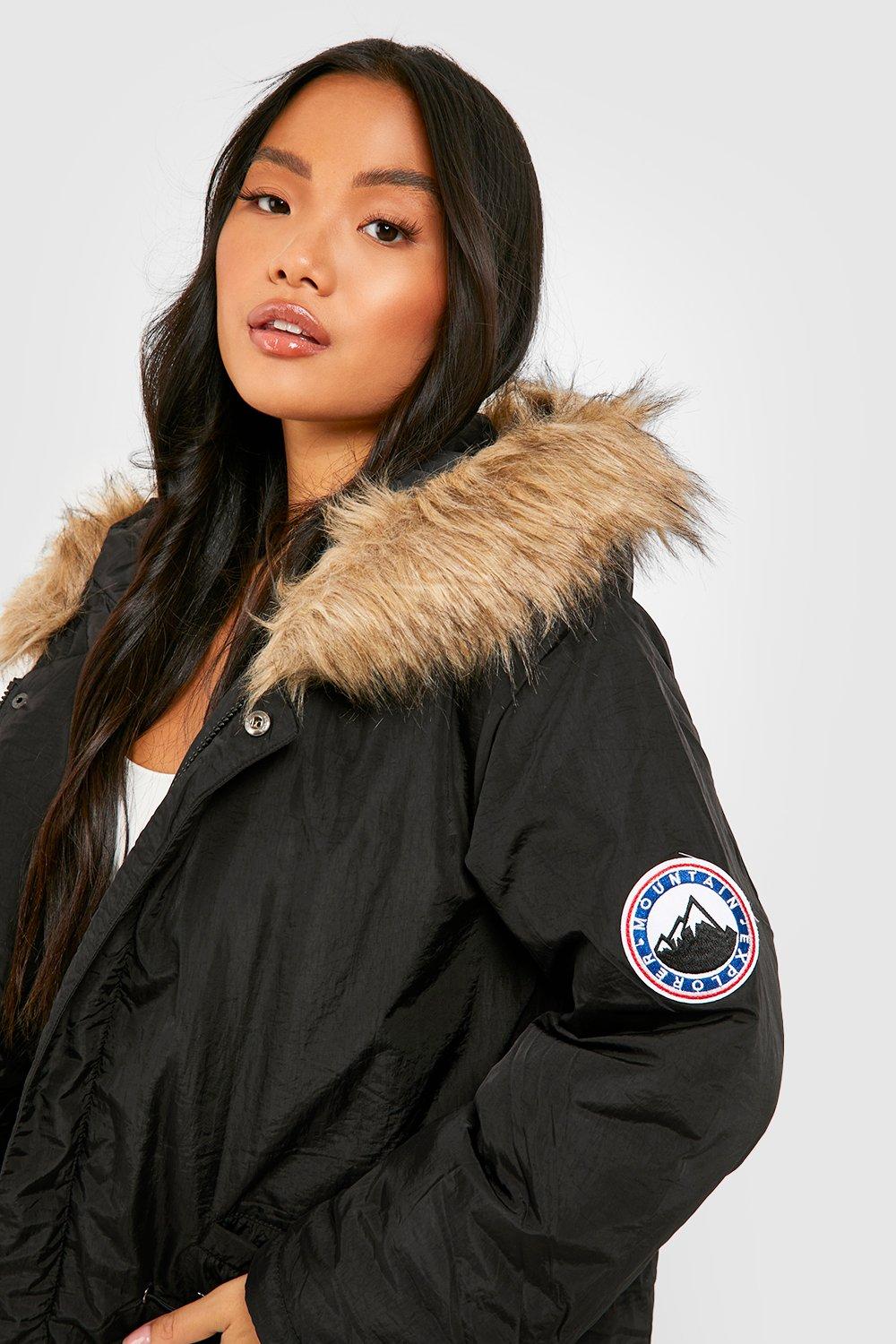 parka mit kunstfell kapuze damen